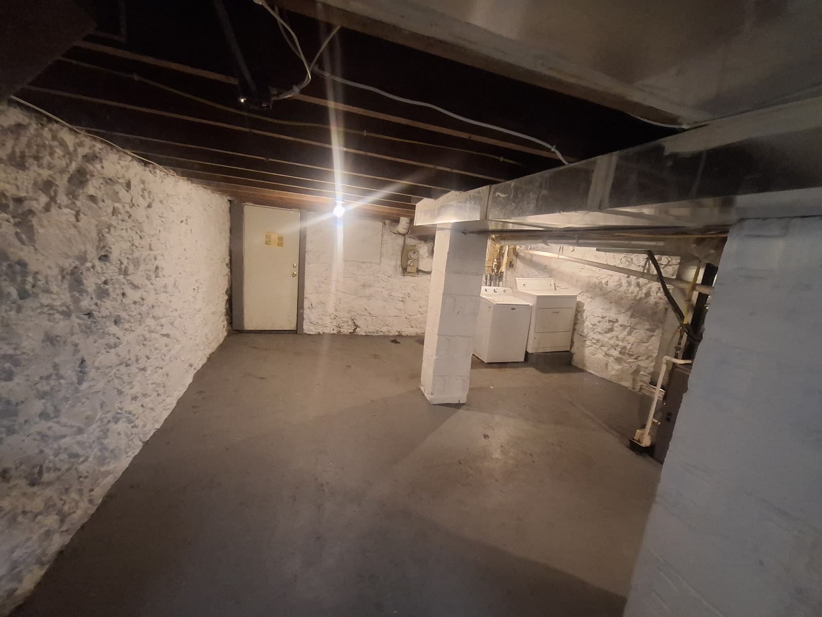 Basement with washer and dryer